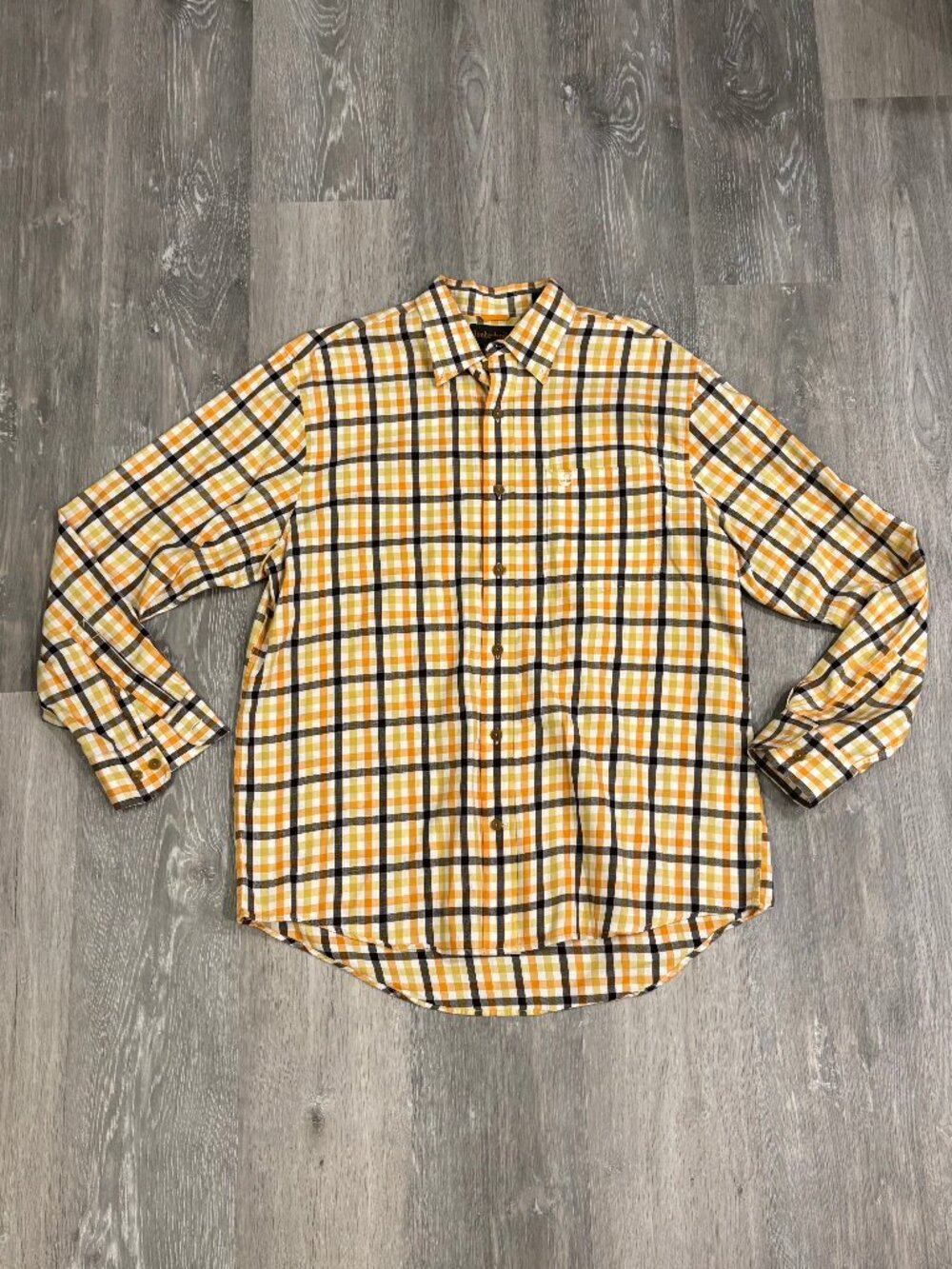Timberland Men's Yellow Plaid Long Sleeve Button Down Shirt Size Large
